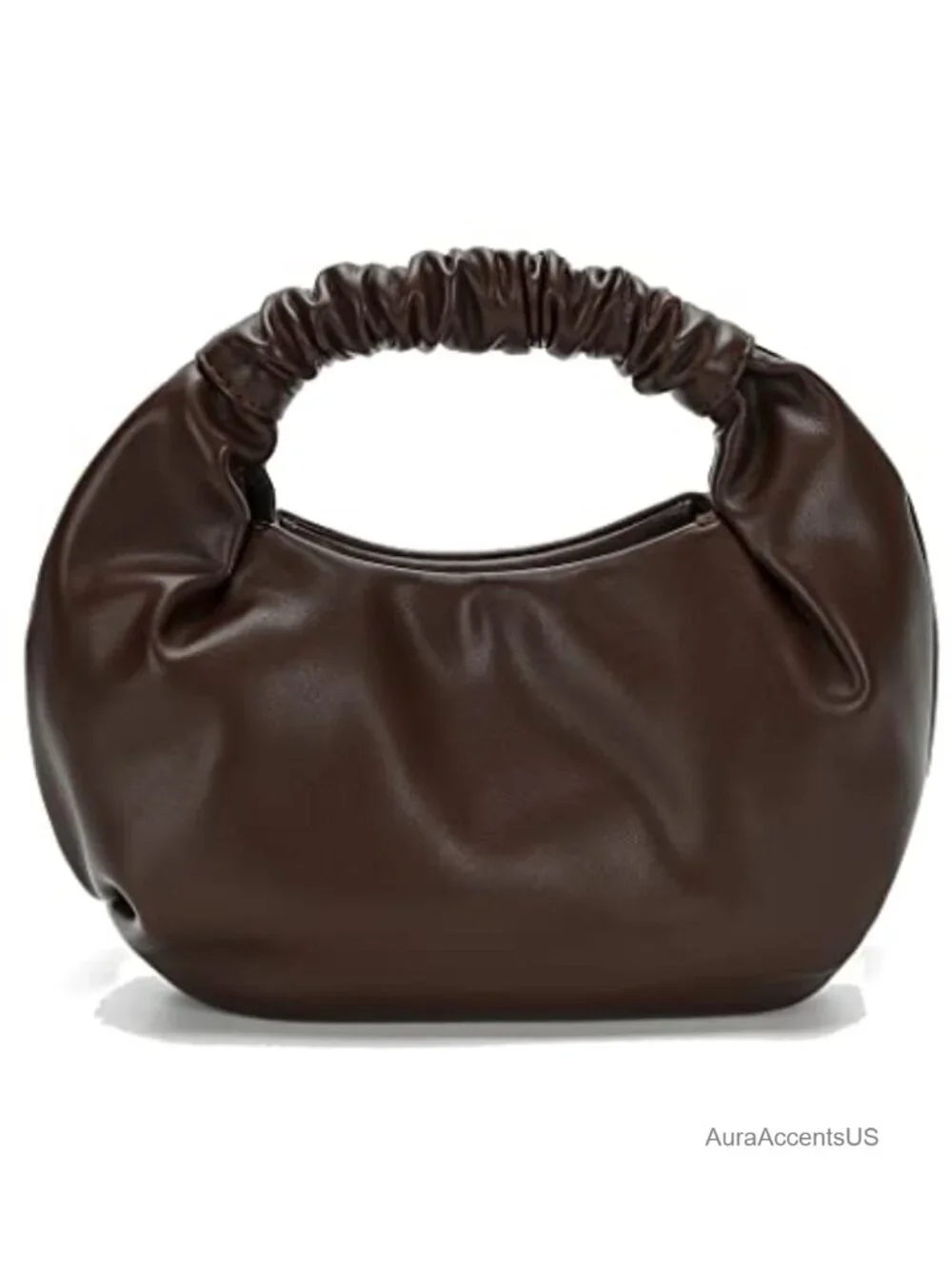 Faux Leather Ruched Hobo Bag for Women with Magnetic Closure